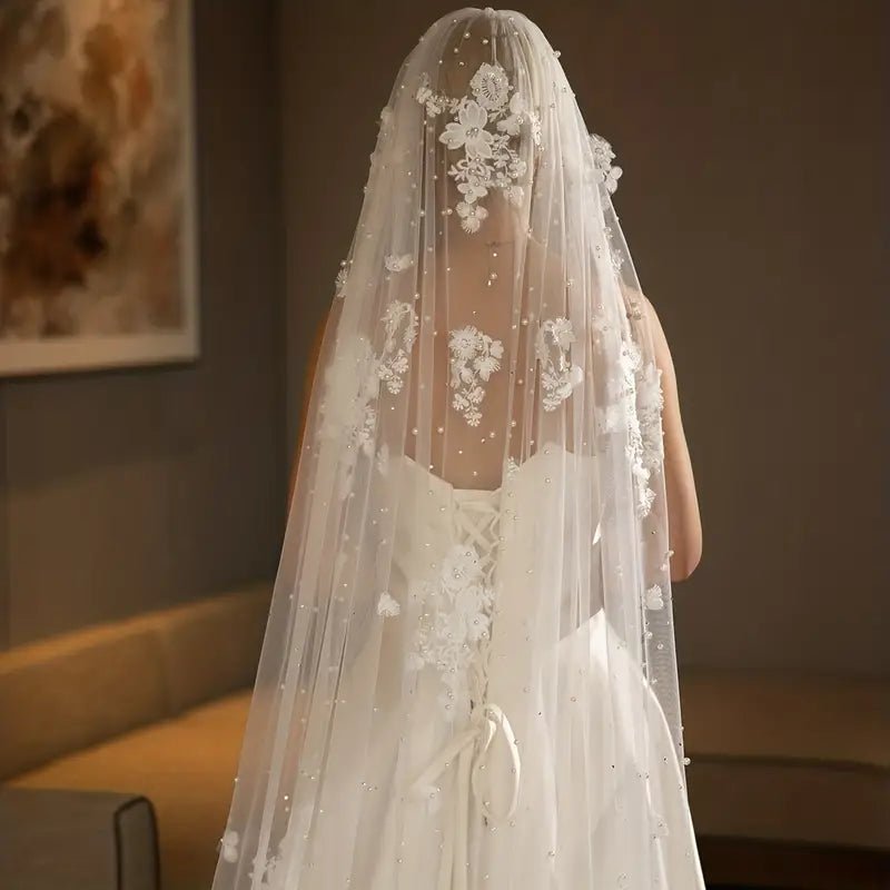 Velo De Perlas Falsas Barrocas De Boda Con Peine - Atelier Catalina Ivarra